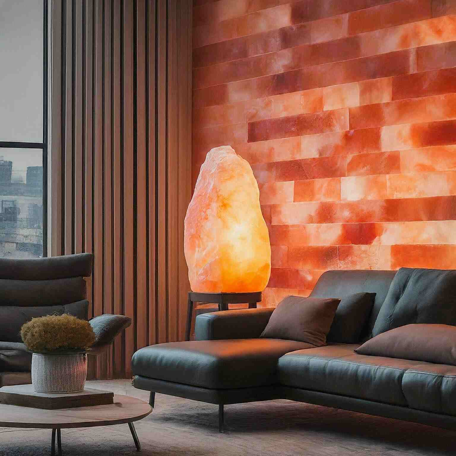 himalayan salt bricks with lamp